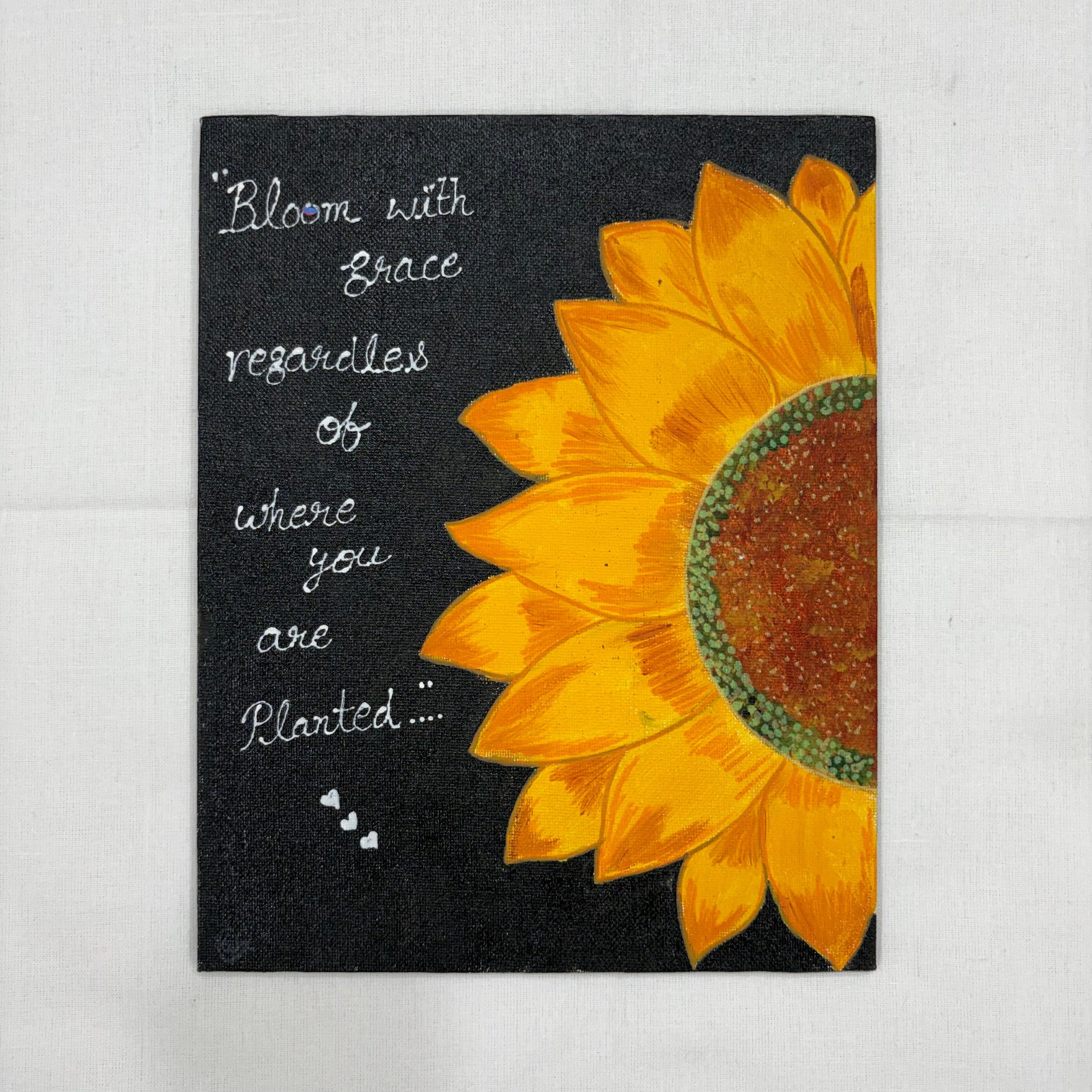 Inspirational "Bloom with Grace" Sunflower Canvas Painting – Motivational Wall Decor
