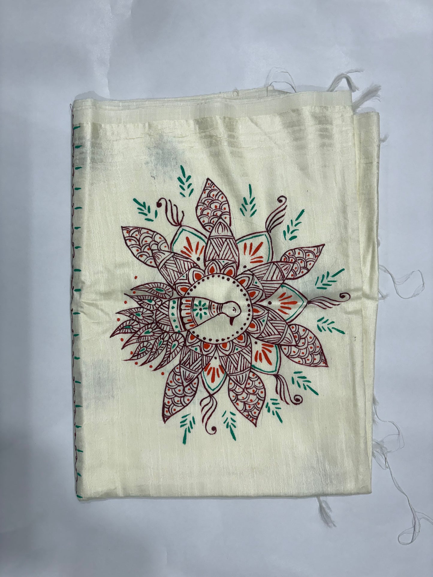 Handcrafted Aipan Art Cotton Dupatta | Kumaoni Folk Art