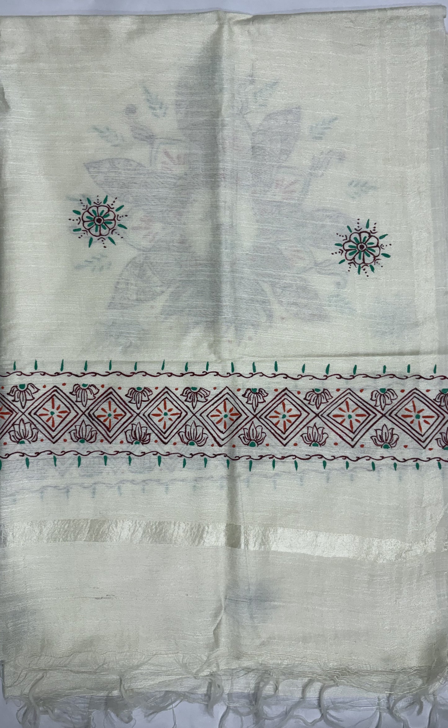 Handcrafted Aipan Art Cotton Dupatta | Kumaoni Folk Art