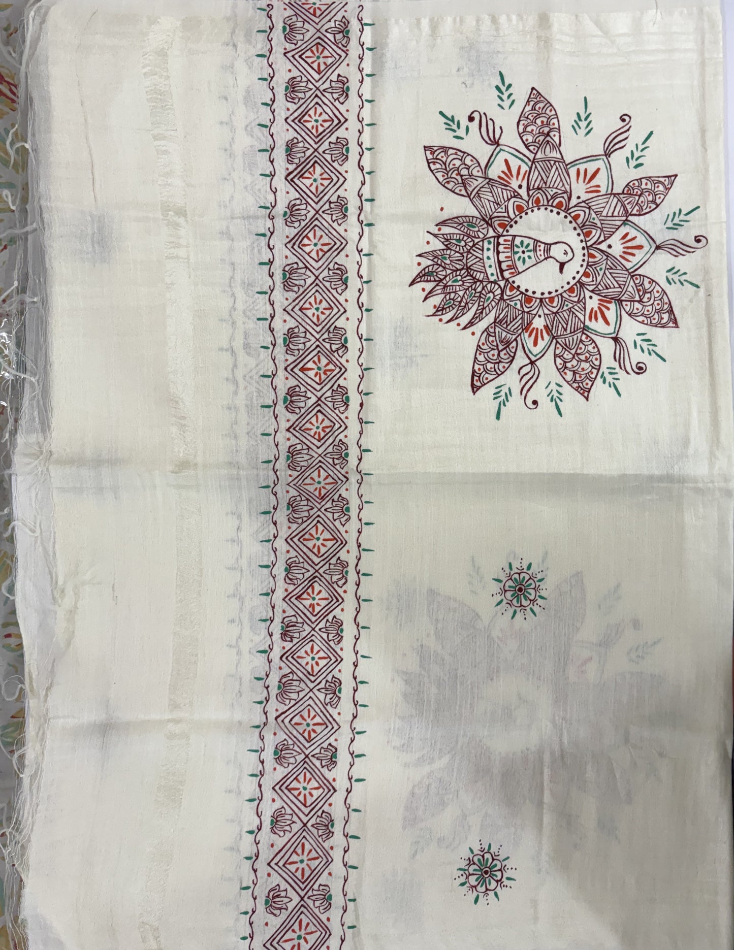 Handcrafted Aipan Art Cotton Dupatta | Kumaoni Folk Art