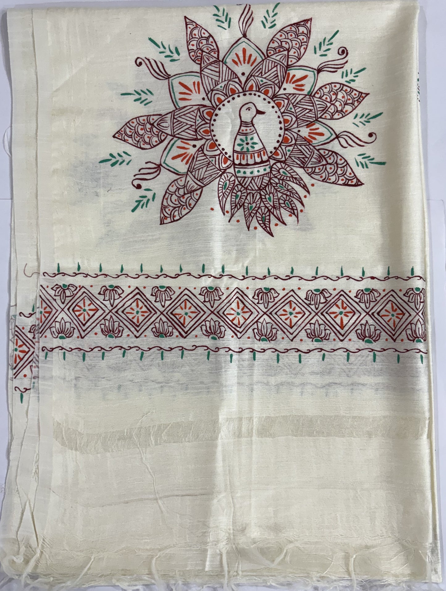 Handcrafted Aipan Art Cotton Dupatta | Kumaoni Folk Art